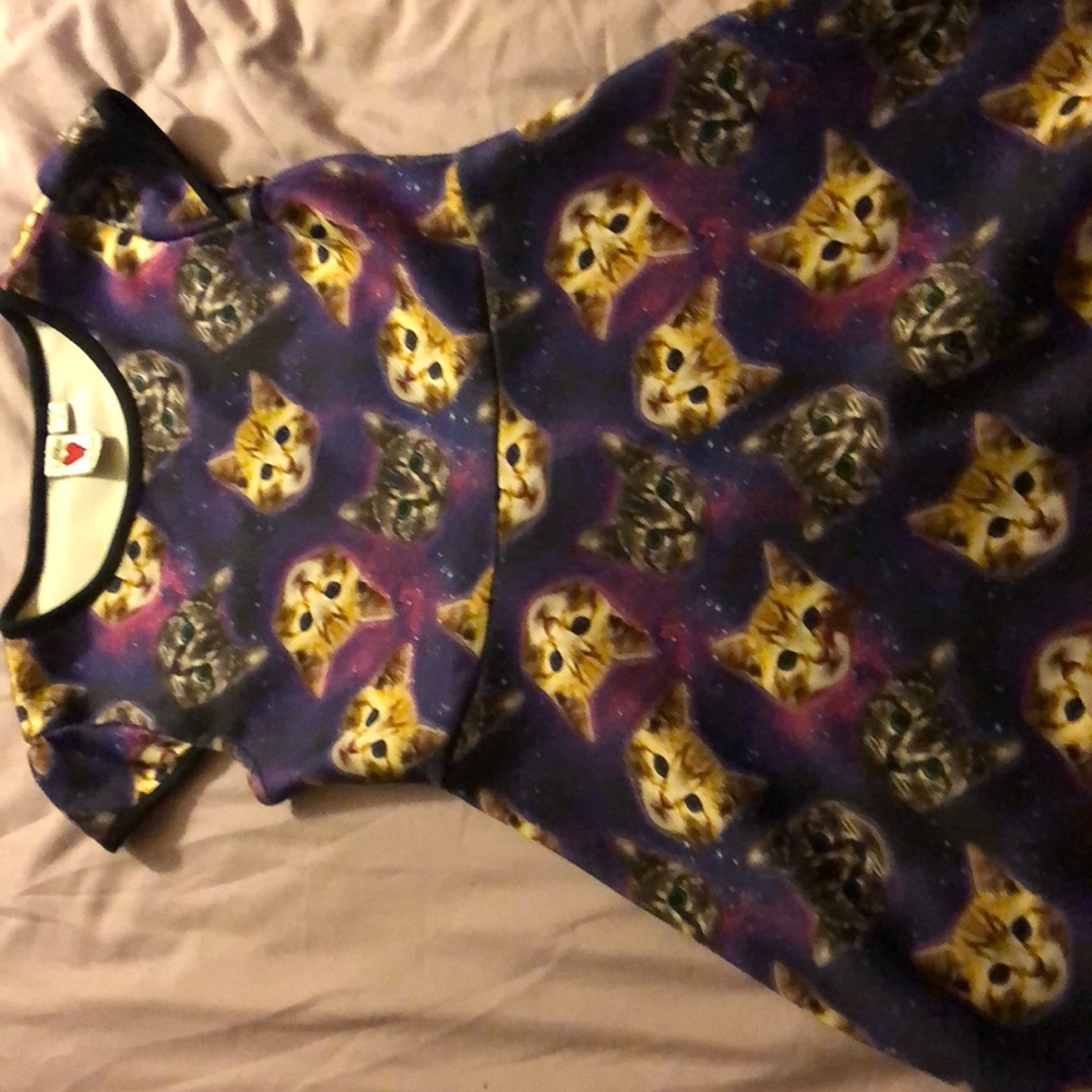 A galaxy purple cat dress